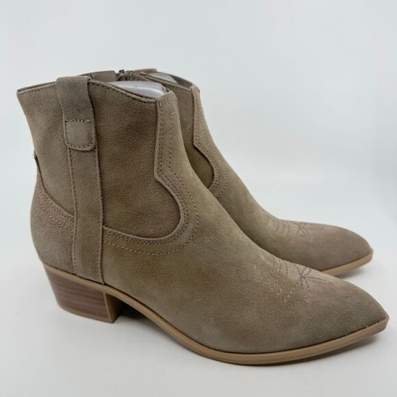 Dolce Vita Amisha Suede Heeled Booties Western Boots Tan/Taupe Womens Size US7.5 - Picture 2 of 13